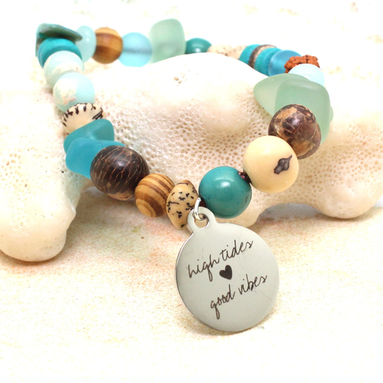 Beachy Boho Bracelets/Stacking Charm Bracelet Jewelry Sand & Sea Stretch Yoga