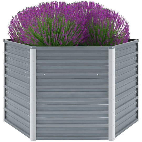 Garden Planter Galvanised Steel 129x129x77 cm Grey VDTD29036 - Topdeal