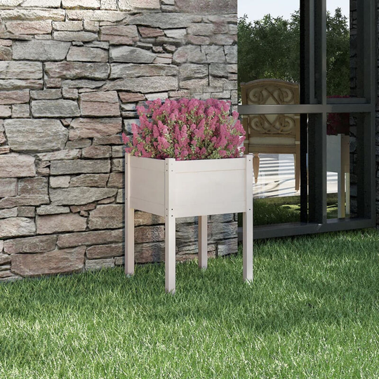 Asupermall - Garden Planter White 50x50x70 cm Solid Pinewood