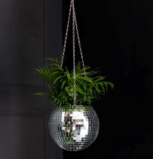 Disco Ball Planter Hanger, Hanging Unique Plant Pot, Funky Retro Round Disco Vase, Boho Décor, Creative Wall Hanging Planters