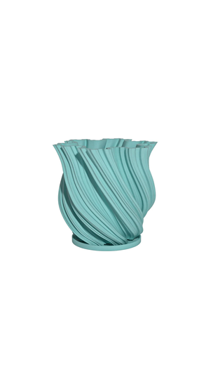 Planter Pot With Drainage, Fractal For Succulents, Flowers & Small Plants | Plants Not Included Teal
