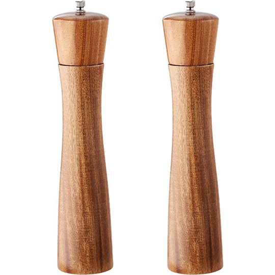 Wooden Salt and Pepper Grinder Set, Refillable Tableware Acacia Wood, Large Pepper Grinder Salt Shaker 10 inch square head color box