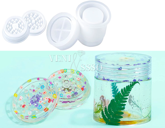 Grinder Mold, Large Round Jar Resin Spice Silicone Herb Crusher Casting Jewelry Container Storage Bottle Diy
