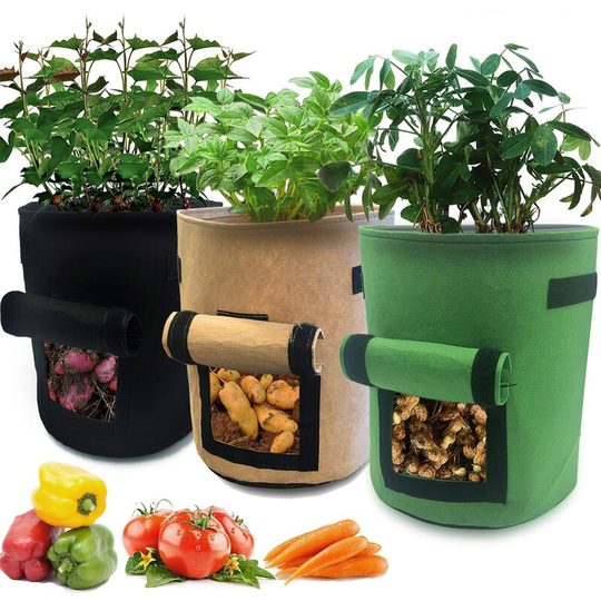 3 Pcs 7 Gallon Grow Bag Easy to Harvest Planter Pot with Flap and Handles Garden Planting Grow Bags for Potato Tomato and Other Vegetables Breathable