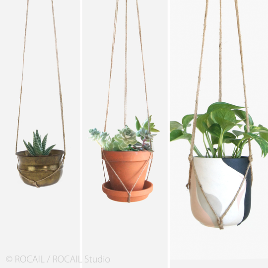 Natural Beige Macrame Plant Hanger For Hanging Planters | Raw Jute Twine Pot Holder Indoor Outdoor Garden Modern Home Decor