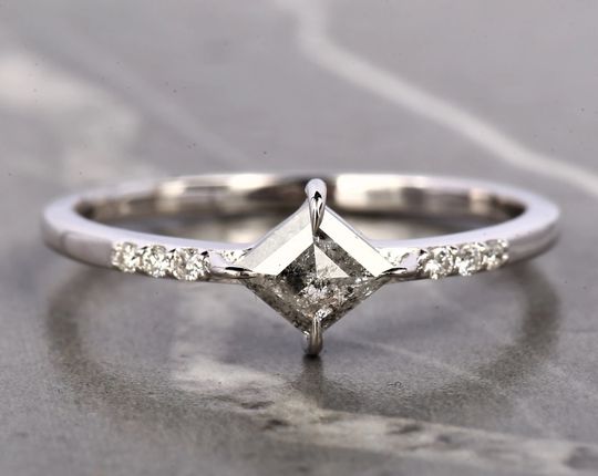 Salt & Pepper Diamond Ring, Engagement Kite Art Deco Annivarsery Gift For Her