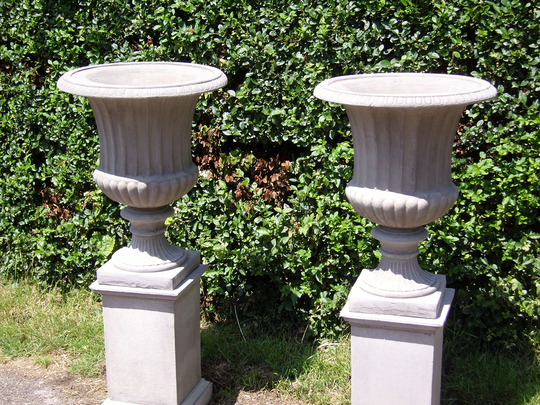 Single Georgian Urn On Classic Plinth Stone Planter