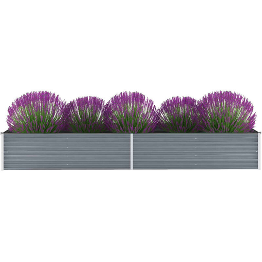 Asupermall - Garden Planter Galvanised Steel 320x80x45cm Grey
