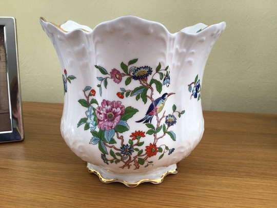 Aynsley Pembroke' Cache-Pot. Pembroke Pattern. Large Plant Pot Holder. Vintage China. Unused, Perfect