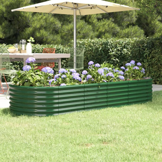 Garden Planter Powder-coated Steel 224x80x36 cm Green