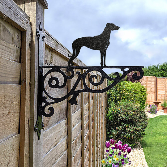 Lurcher Ornamental Hanging Bracket - Contemporary Basket Wall Mounted Decorative Garden Black