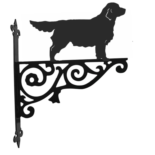 Golden Retriever Ornamental Hanging Bracket - Contemporary Basket Wall Mounted Decorative Garden Black