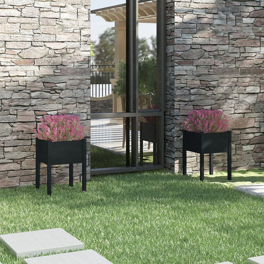 Asupermall - Garden Planters 2 pcs Black 50x50x70 cm Solid Pinewood