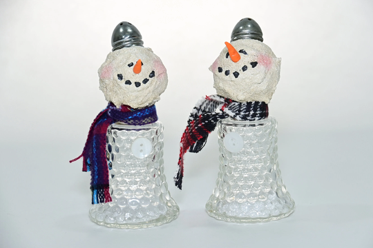 Vintage Salt Shaker Snowman #59 & 60 | Winter Decor Glass Recycled