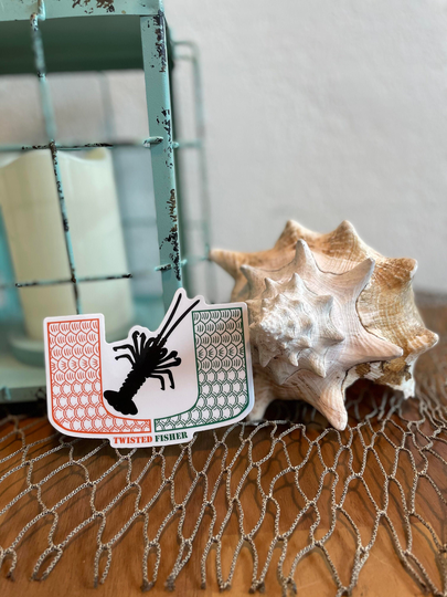 Miami Hurricanes Spiny Lobster & Tarpon Scales Twisted Fisher Vinyl Sticker - Fishing Decal Mini Season Fathers Day Gift