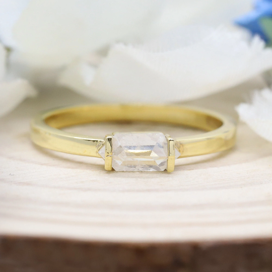14K & 18K, Salt & Pepper Diamond, Gold Ring, Hexagon Natural Diamond Engagement Wedding Objr-61