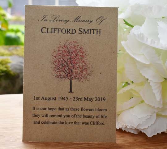 Funeral Favour Personalised Seed Packets Memorial | With Wildflower Seeds