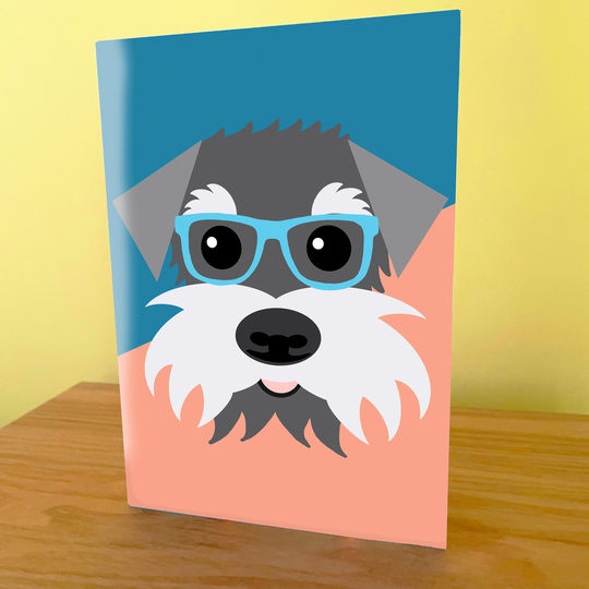 Salt & Pepper Schnauzer Greetings Card, Dog Lovers Birthday Card