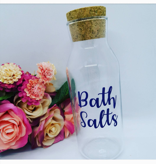 Bathroom Glass Bottle With Stopper - Eco Friendly Reusable Container -1 Litre 500Ml Jar Bath Salts Bubble Bath Fabric Softener