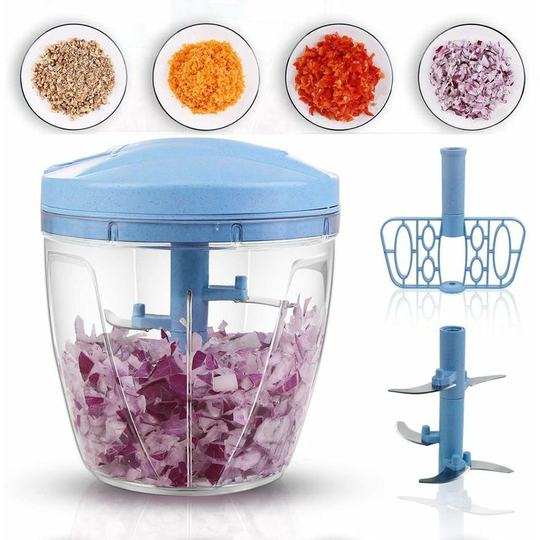 1000ml 5 Blades Fruit and Vegetable Onion Cutter Manual Chopper Kitchen Multi Chopper For Salad Meat Garlic Nut Fruit Herb Vegetable Cutter