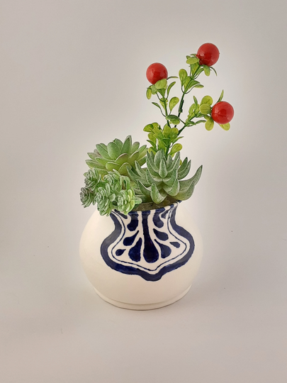 Blue & White Porcelain Succulent Vase | Porcelain Pottery Painted Pot