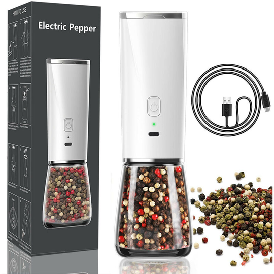 Electric Pepper Grinder - Salt and Pepper Grinder - usb Rechargeable - Adjustable Coarse Grit - One-Handed Use - 170ml