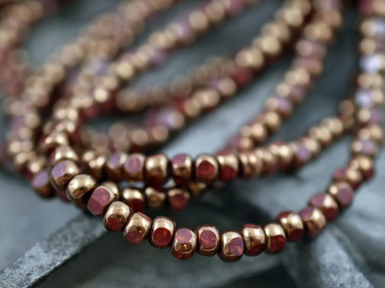 Trica Beads - Seed Czech Glass Picasso Red Size 6 4x3 50Pcs | 1793
