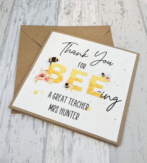 Plantable Wildflower Seed Paper Card/ Thank You Teacher/ You For Being A Great Teacher Plantable Card/Thank