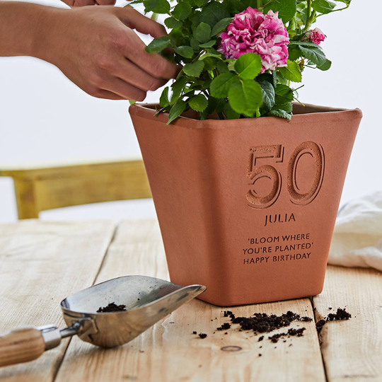Personalised Birthday Engraved Terracotta Pot
