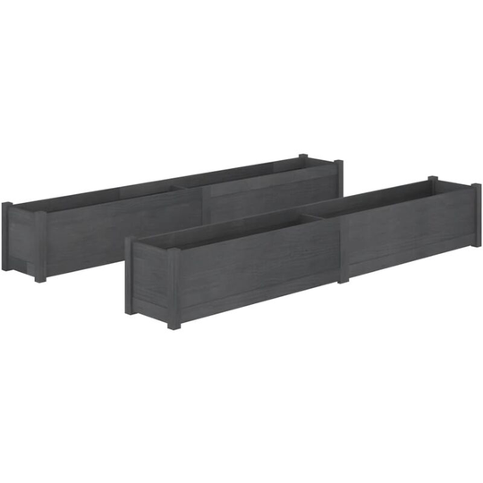 Garden Planters 2 pcs Grey 200x31x31 cm Solid Pinewood Vidaxl Grey