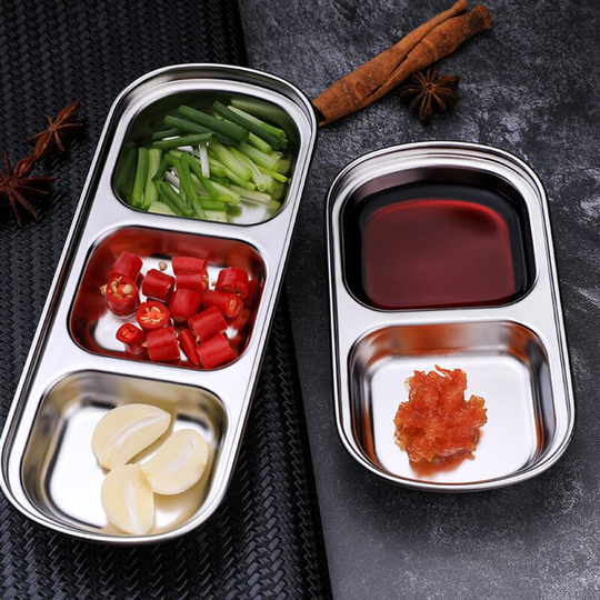 Sauce Dish Stainless Steel Soy Tomato Sauce Salt Vinegar Sugar Spices Flavor Condiment Dip Bowls Korean bbq Home Kitchen Plates