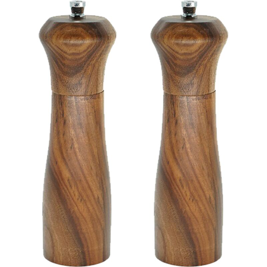 Salt and Pepper Mill - Adjustable Acacia Wood Salt and Pepper Grinders Shakers with Ceramic Grinding Core 2pcs 6 inch acacia wood
