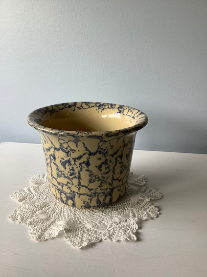 Robinson Ransbottom Blue Spongeware Bowl Planter Roseville Ohio