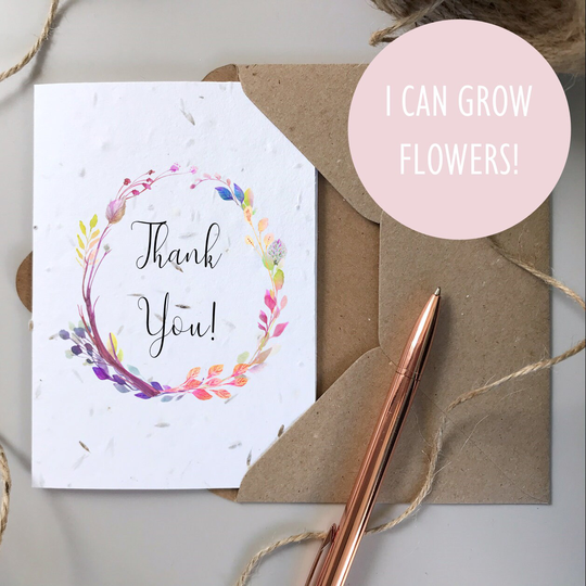 Thank You Card/Seeded Plantable Recycled Rustic Vintage Boho Gratitude Gift