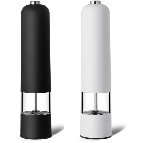 Salt and Pepper Mill Set of 2 Manual with Adjustable Ceramic Grinder from Coarse to Fine Spice Mill Set 1pcs black+1pcs white