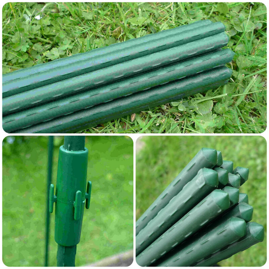Garden Plant Stakes / Supports + Extension Connectors (Pack of 20 1.2m long x Ø11mm rods + 10 connectors)
