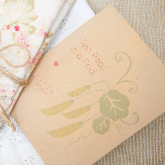 10 'Two Peas In A Pod' Seed Packet Favours, Brown/White
