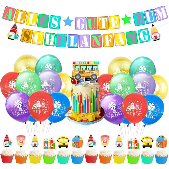German Version Of The School Season Latex Balloon Pull Flag Set Kindergarten Opening Ceremony Back To School Season thsinde