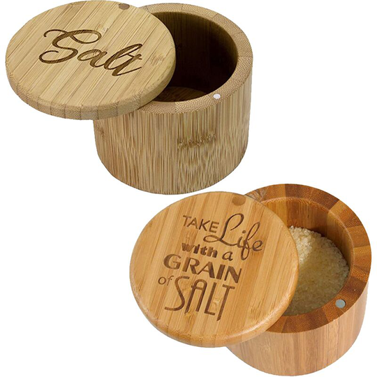 Salt Container With Lid, Salt Shaker, Cumin and Pepper Bowl with Magnetic Swivel Lid(2 pcs) French + life