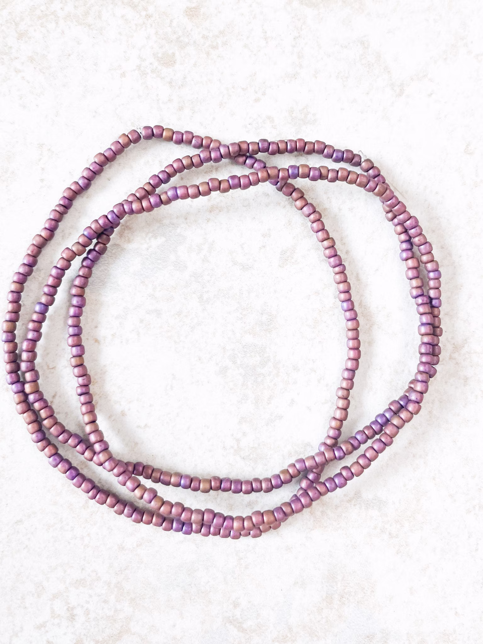 Matte Purple Set Of 3 Seed Bead Bracelet, Beaded Stretch Jewelry, Bracelets, Bracelet