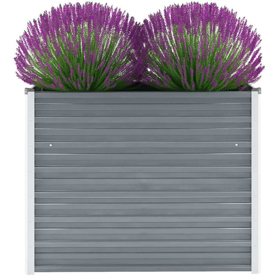 Garden Planter Galvanised Steel 100x40x77 cm Grey VDTD29032 - Topdeal