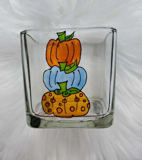 Pumpkin Stack, Candleholder, Seasonal Decor, Fall Stained Glass