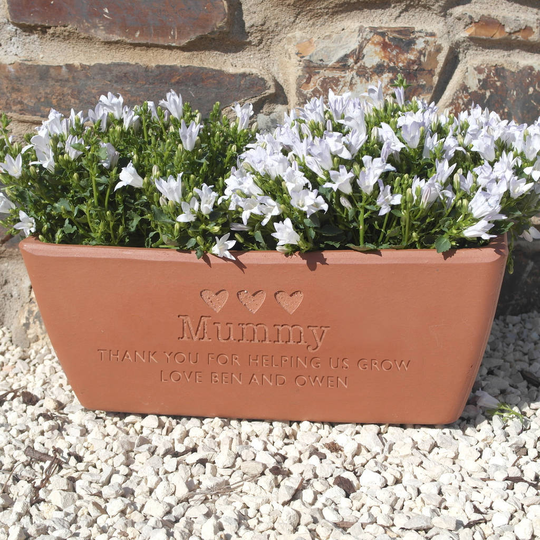 Engraved Message Terracotta Window Box Pot