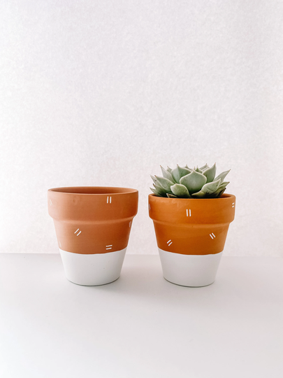 Painted Mini Succulent Plant Pot | Small Terracotta