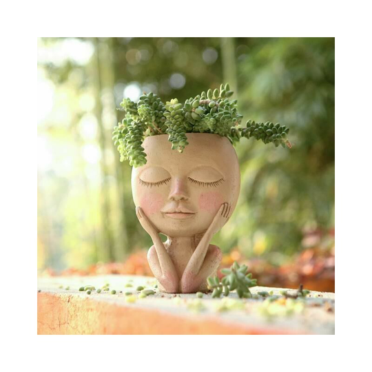 Human Face Vase Resin Succulent Plant Pots Garden Creative Art Abstract Portrait Flower Pots 16 x 12 x 21 cm