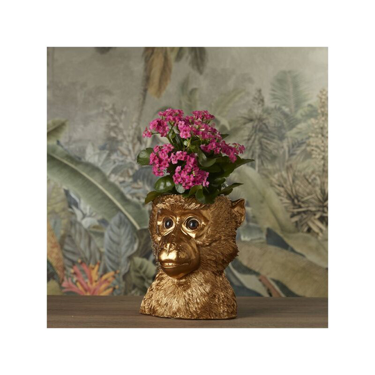 Limoge - Charlie Chimp Planter in Gold
