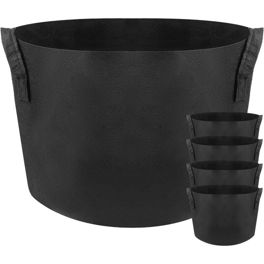 Planting grow bags Plat pots made of fabric felt 10 gallons 38x30cm 5-pack - Primematik