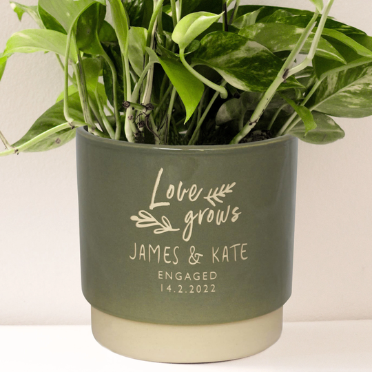 Personalised Engagement Anniversary Proposal Indoor Plant Pot - A Bespoke Gift To Celebrate A Couple. Idea For Him Or Her