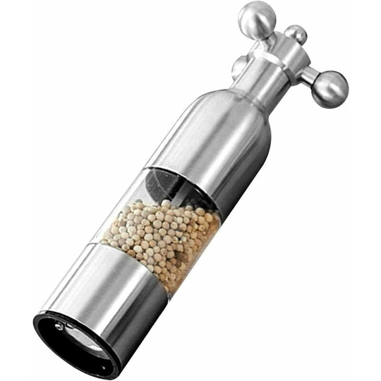 Monly - Stainless Steel Pepper Mill - Salt and Pepper Mills - Manual Grinders with Acrylic Grinder and Adjustable Coarseness, Practical Kitchen