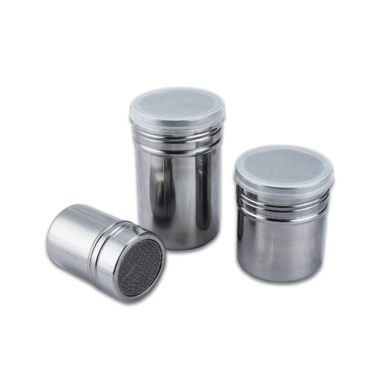 3pcs Stainless Steel Sieve Mesh Seasoning Jar with Lid Fancy Coffee Spreader Powder bbq Pepper Pot Grid Seasoning Bottle